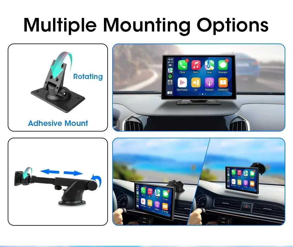 Srunbi 9 Inch Carplay MP5 Portable Smart Player Monitor Wireless Android Auto&Carplay Dual Bluetooth Music AUX USB BT 5.0 IPS
