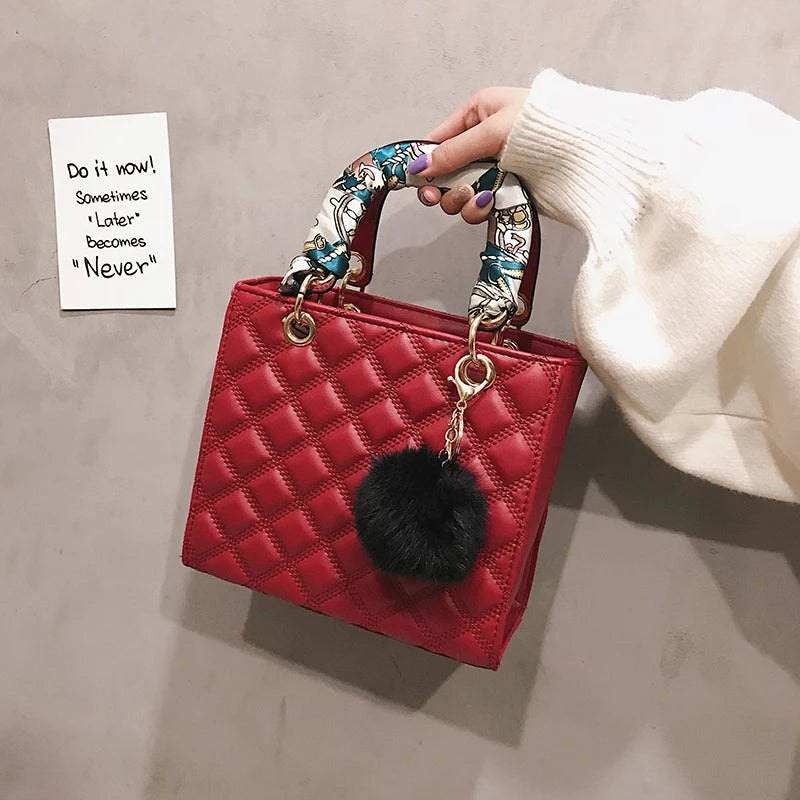 Diamond Stripe Women Handbag Female Luxury Designer Crossbody Bag High Quality Leather Shoulder Bag Clutch Purse Brand Tote Bags