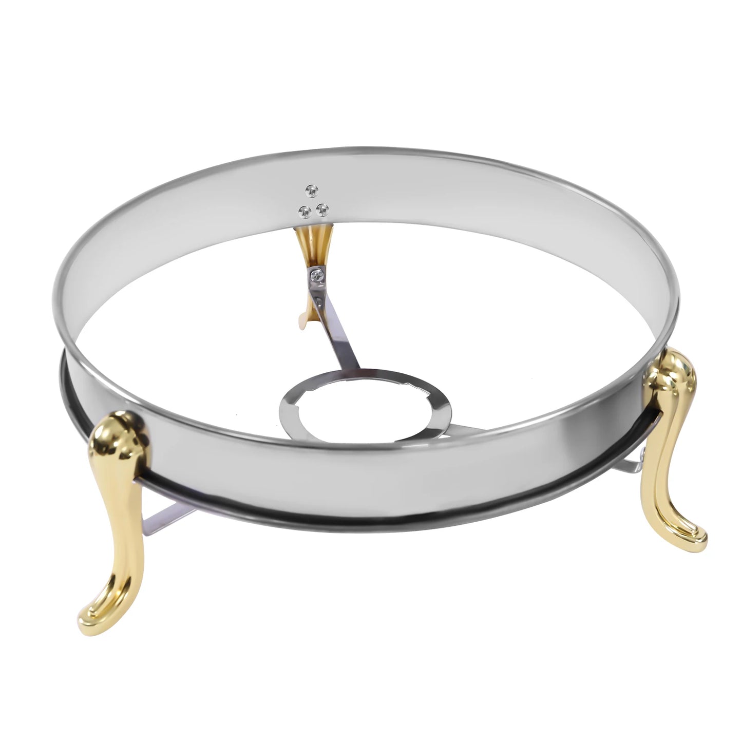 Dish Stainless Steel Cooking Round Buffet Warmer Tray Durable Frame with Lid Fuel Holder Cookware Set