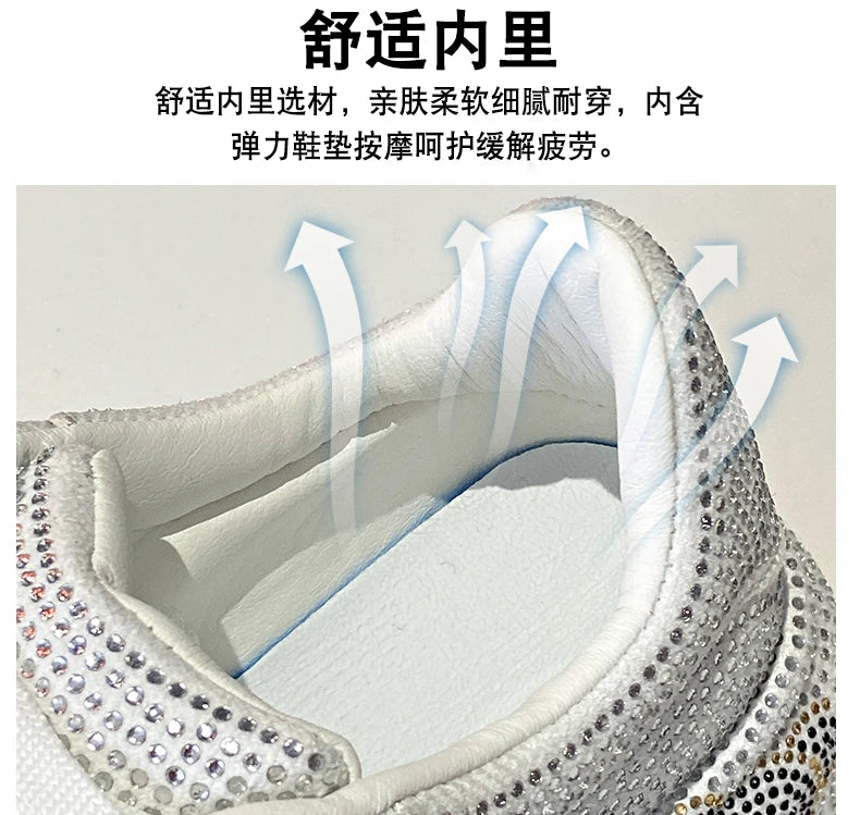 Luxury Women's Sneakers with Sparkles Shoes Woman Shoe Luxury Platform Woman-shoes Trainers Rhinestone Fashion Heels Casual Shoe
