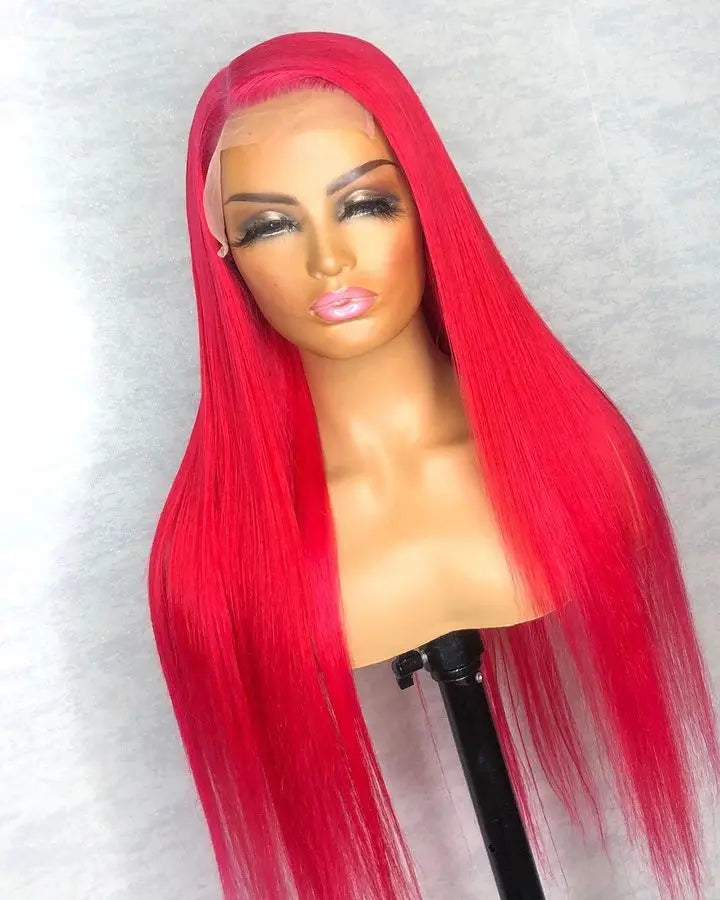 Ombre Blue Blonde Preplucked Long Lace Front Wig Straight 180%Density Hairline Glueless For Women Synthetic Fiber