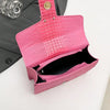 Crocodile Embossed Shoulder Bags For Women Flap PU Leather Fashion Rhinestone Decor Small Square Crossbody Bag Designer Handbag