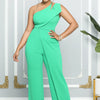 Summer New Vintage Chic Women's Fashion Sexy Sleeveless Single Shoulder Sling High Waist Commuter High Waist Straight Jumpsuit