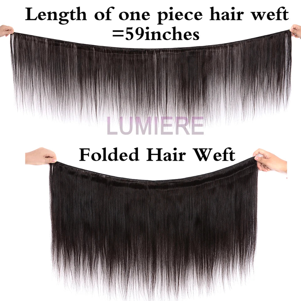 Raw Indian Bone Straight Bundles with HD Transparent Lace Closure 5x5 6x6 Frontal And Bundles 30 40 Inche Human Hair Double Weft