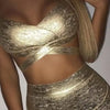 BEAUKEY Sexy Short Metalic HL Bandage Crop Top Women Vest Gold Silver  XL Camis Bodycon Club Party Tank Top  Wholesale