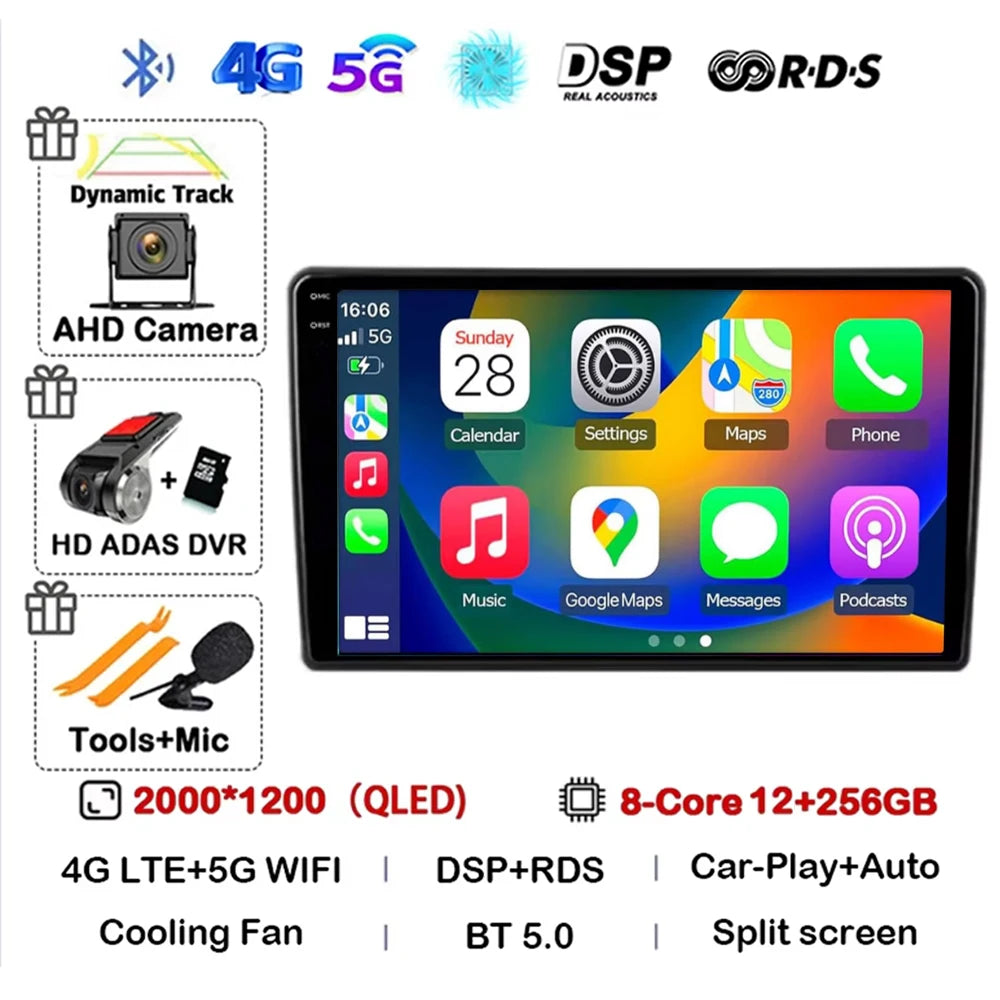 Carplay Auto Android 14 Car Radio For Honda Element YH 2002 2003 2004 2005 - 2011 GPS BT Multimedia 2Din Player Stereo DVD Video