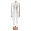 Sexy Mesh Patchwork Jumpsuits for Women Elegant Long Sleeve Bandage One Piece Party Long Bodysuit