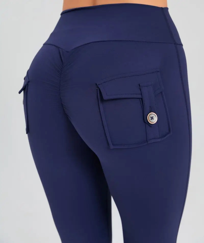 Women Flare Pocket Leggings High Waist Sport Yoga Pants Quick Dry Breathable Leggings Outfit Fitness Gym Clothes Sportwear Pant