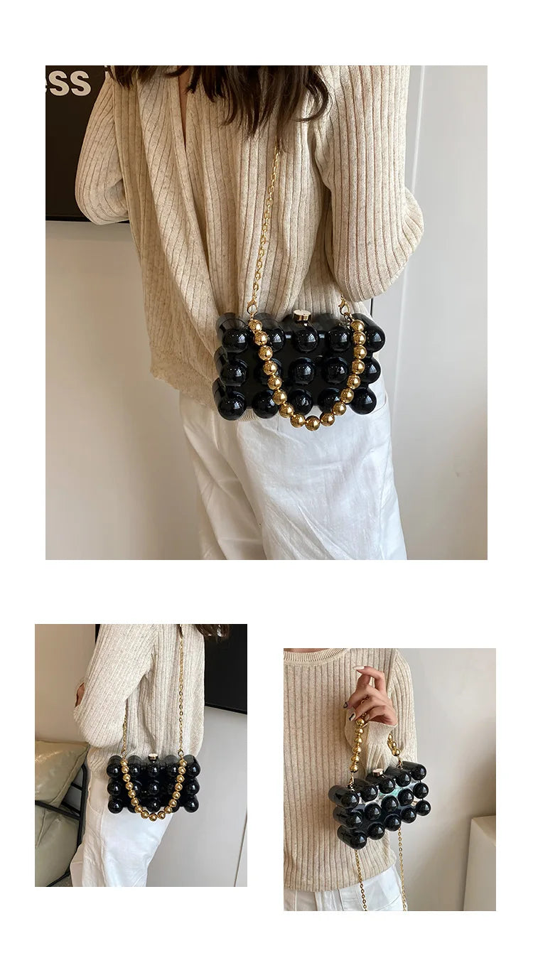 Mini Gold Chain Crossbody Bags for Women 2024 Y2K Korean Fashion Lady Evening Party Shoulder Bag Handbags and Purses