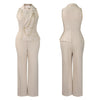 C8604 Foreign Trade Women's Fashionable Sexy Chain Collar Wide Leg African Jumpsuit Casual Style Long Dress For Ladies