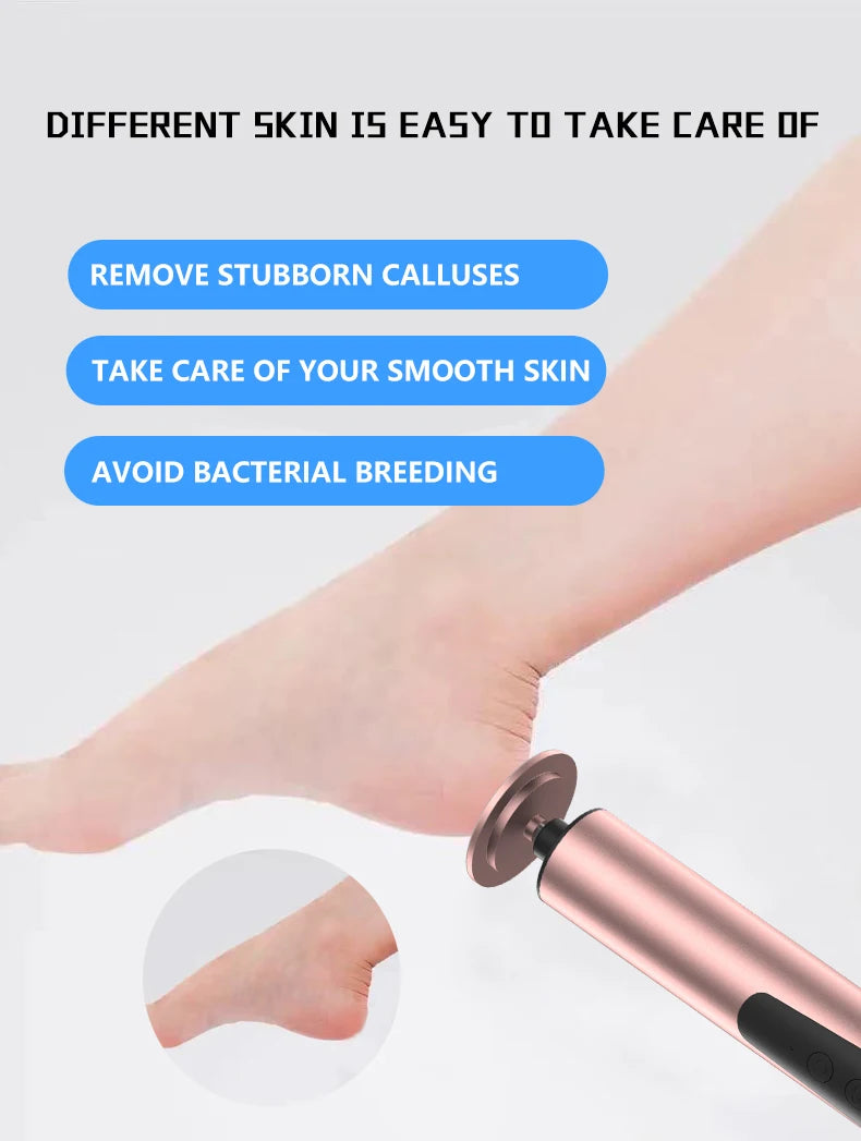Foot Care File Electric Foot Callus Remover Leg Heels Remove Dead Skin Pedicure Tool Set and Replacement Sandpaper