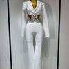 Women Sexy Long Sleeve Beading Bodycon Two Pieces Pants Bandage Set 2025 Celebrity Designer Fashion Women's Luxury Birthday Set
