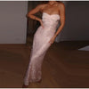 Sexy Stain Long Dress Women Patchwork Solid Tube Top Sleeveless Party Dresses 2025 Summer Lady Slim Vacation Backless Robes