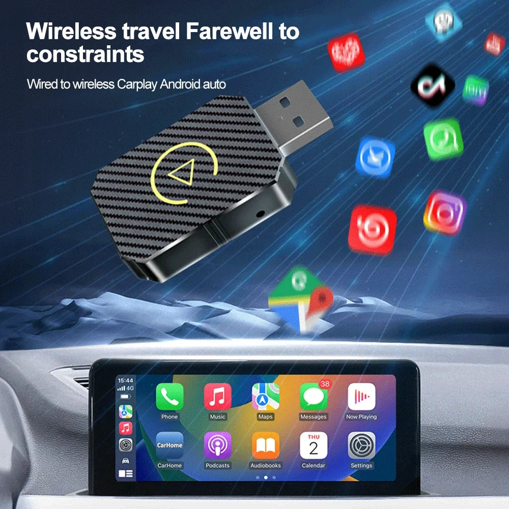 2 in 1 Wireless CarPlay Adapter & Android Auto Wireless Adapter, Type-C/USB Plug & Play Carplay Wireless Adapter Auto Connect