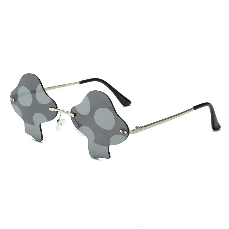 Women Girls Mushroom Euro American Style Rimless Sunglasses Adult Personalized Fashion Glasses Female Sunscreen UV400 Sunglasses