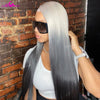 Ombre Grey Black 13x6 Lace Front Wigs Transparent Lace Straight Wigs 613 Colored Human Hair Wigs Remy Hair For Black Women