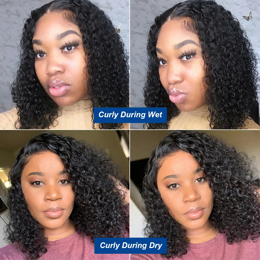 13x4 Short Bob Wig Jerry Curly Bob Wigs Deep Curly Wigs Human Hair Natural Black Pre Plucked Lace Frontal Wig Pixie Curly Wig