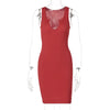 Sexy Deep U Neck Wrap Chest Slim Bodycon Dress Women Sleeveless Solid Color Skinny Dress Elegant Club Party Vestidos