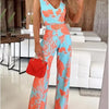 Spring and Summer New Women's Fashion Casual Slim Striped V-neck Black and White Contrast Jumpsuit--without Belt