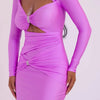 Articat Sexy Hollow Out Long Sleeved Elastic Tight Dress Women Pleats Double Layered Female Vestidos Elegant Party Evening Dress