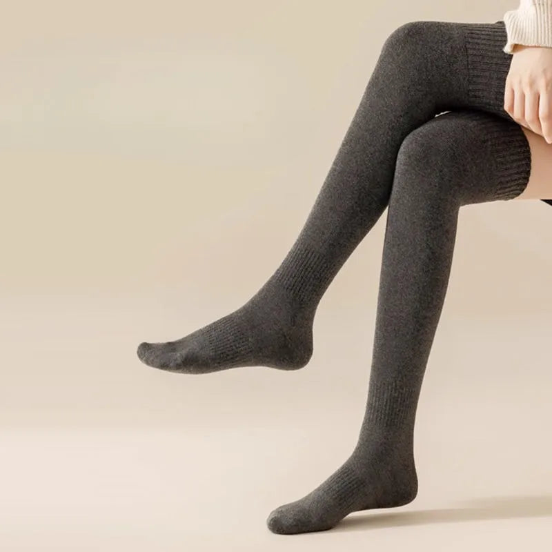 New Women Black White Knee High Lolita Socks Lady Female Over Knee Cute Long Sock Solid Color Stockings For Women
