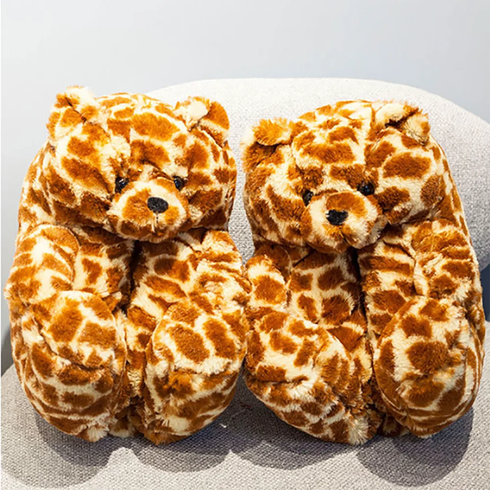 Highland Cow Fashion Bear Plush Slippers Women Men House Animals Soft Shoes Christmas Slipper Adults Indoor Shoes