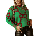 Knitted Sweaters Women 2023 Spring/Autumn Round neck Letter  Embroidery Pullovers Top Temperament casual warm Tee contrast color