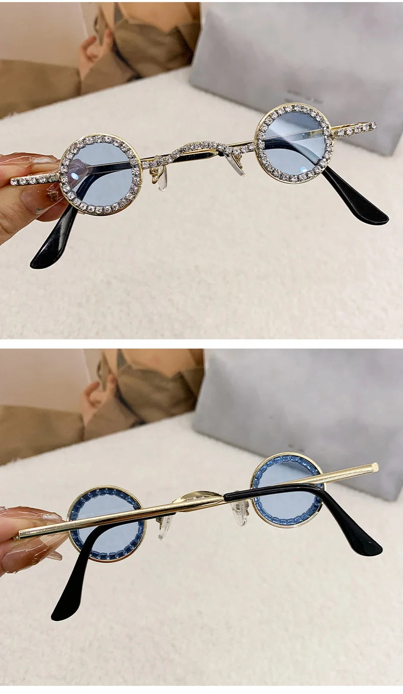 Fashion Diamond Round Sunglasses Women Luxury Rhinestone Shades UV400 Sun Glasses Female Punk Brand Designe Eyewear Men Eyeglass