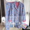 Pink Cartoon Print Pajamas Set Women Soft Sleepwear Cotton Shirt Pant Long Sleeve Autumn Home Clothing Christmas Party Gift