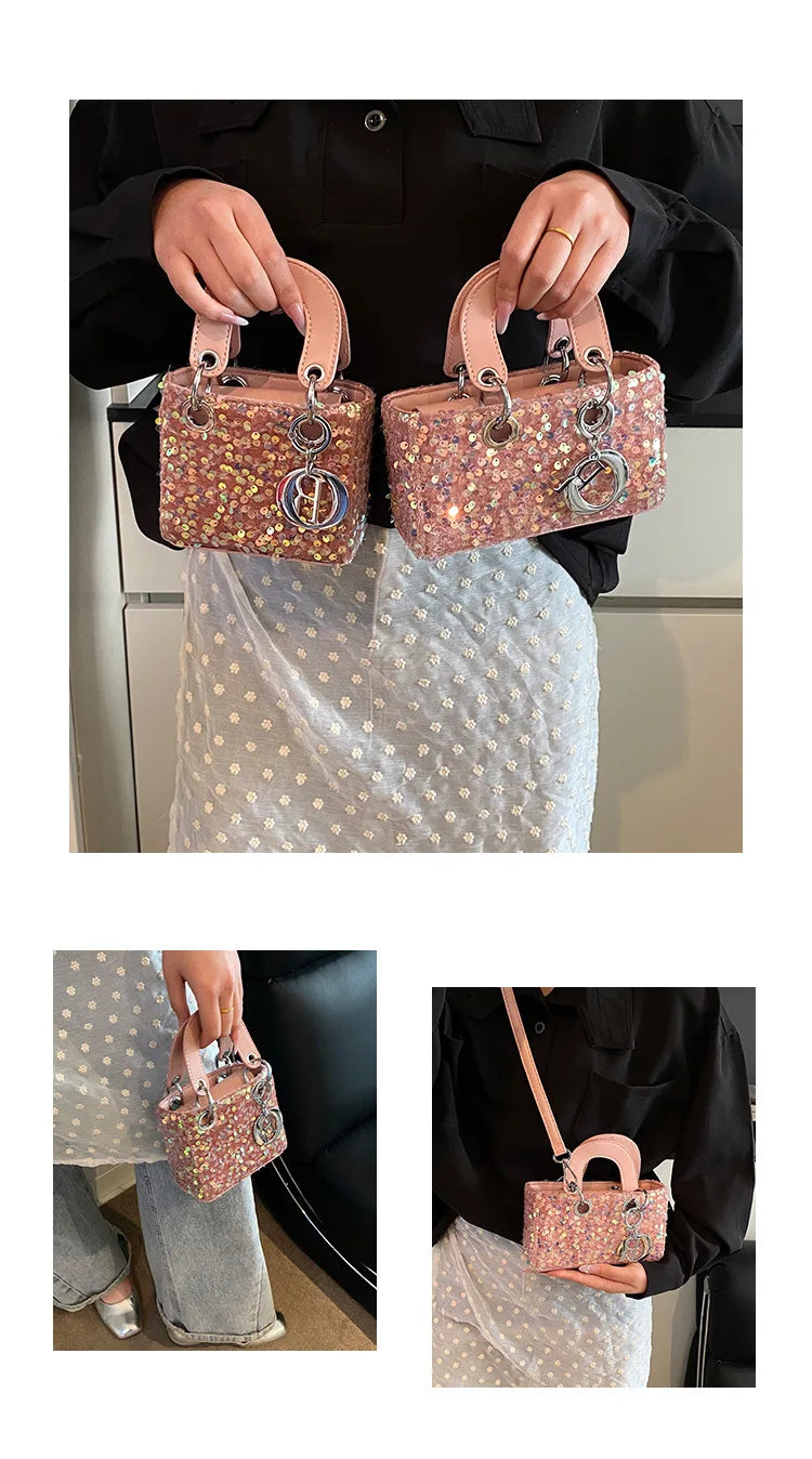 Sparkly Glitter Mini Evening Bag for Women, Designer Crossbody Shoulder Purse, Luxury Party Wedding Clutch, Unique Boutique Gift
