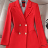 Fashion Women Blazer Ladies Fall Winter Black Red White Long Sleeve Double Breasted Slim Female Jackets Coat