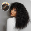 Kinky Curly Short Bob Wig with Bangs Human Hair Straight Bang Bob Wig Glueless Minimalist 2x1 Lace Scalp Bob Bang Wig For Women