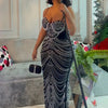 New Luxury Sparkly Crystal Rhinestone Pearl Celebrities Gown Brown Dress Woman Strap Evening Party Birthday Prom Wedding Vestido