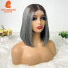 Vietnamese Hair Super Double Drawn Bone Straight 2x6 Bob Wig with 100% Human Hair T4/Gray 250% Density For Black Women