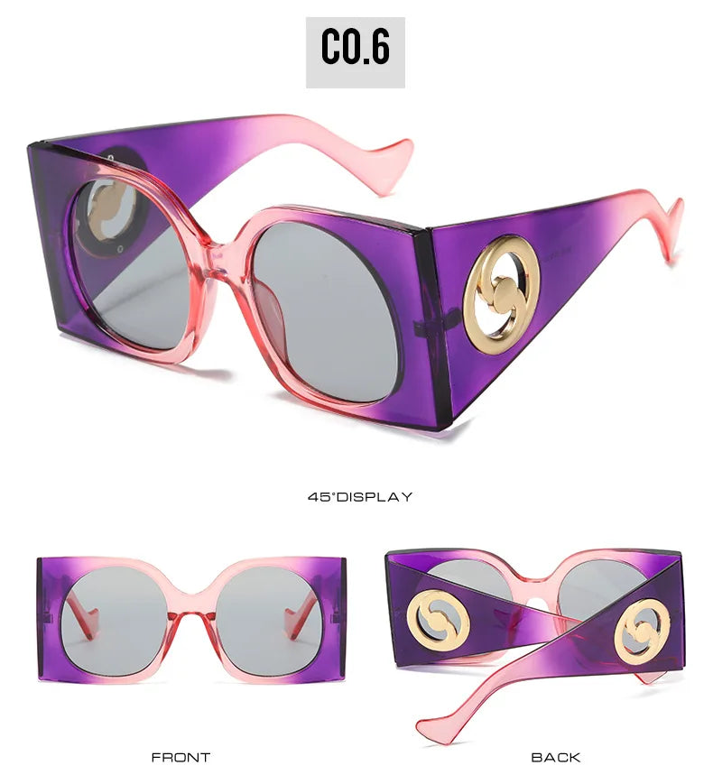 Colorful Square Sunglasses Women Men Two Color Frame Travel Sun Glasses Female Shades UV400 Male Gafas Oculos Brand Luxury