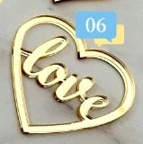 10Pc/set Ins Style Love Heart Acrylic Cake Topper Birthday Valentine's Day Cake Decoration Wedding Cake Side Acrylic Insert