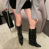 Designer Women Trouser Legs High Boots Fashion Side Zippers Long Boots Thick High Heels Autumn Winter Ladies Shoes