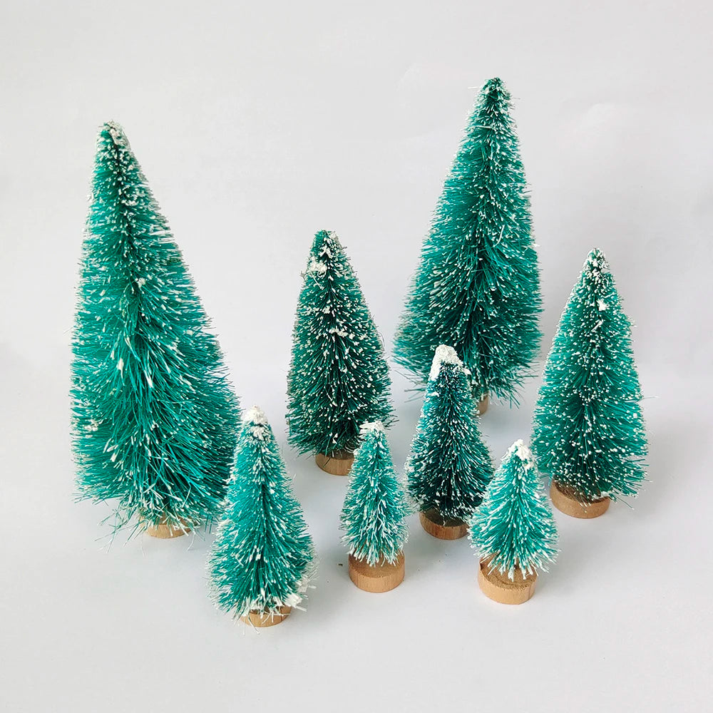 5/8pcs Mini Christmas Trees Small Artificial Christmas Tree Ornament Cedar Pine Sisal Tabletop Merry Christmas Party Decoration