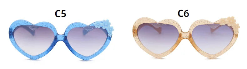 Girls Boys Love Heart Sunglasses Outdoor Sun Protection Children Lovely Flower Vintage Sun Glasses Classic Kids Eyewear UV400