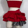 Punk Style Vintage Woman 2 Piece Sets Y2k Design Strapless Crop Tops + High Waist Ruffle Skirt Female Party Korea Style Outfits