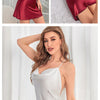 Fashion Solid Color V-neck Home Nightgown Women's Backless Cross Suspender Skirt Butterfly Decoration Simulation Silk Thin Dress