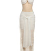 Weird Puss Elegant Women 2piece Set Sexy See Through Thin Tierred Y2K Seashell Tube Top+Wrapped Bandage Skirts Matching Clubwear