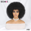 Short Afro Wigs for Black Women Blonde 10" Afro Curly Wig With Bangs 70s Bouncy Natural Synthetic Female Wigs for Party Cosplay