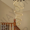 Staircase Long Pendant Lamp, Villa Lamp, Crystal Hanging Line Lamp, Duplex Living Room Spiral Lamp, Glass Romantic Decorative La