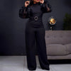 Elegant Jumpsuits for Women Luxury Round Neck Full Sleeve Belt Waisted High Waisted Straight Female Birthday Party Celebrate New
