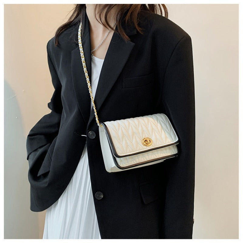 New Fashion Women's Shoulder Bag Simple Chain Texture Small Square Bag Light Luxury Party Crossbody Bag Purses and Handbags