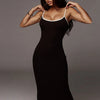 SIBYBO Ribbed Spaghetti Strap Cotton Dress Women Sleeveless O-Neck Summer Dress Solid Backless Long Party Dress