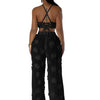 Sexy see through lace up vacation jumpsuits women summer body party club outfits streetwear womens jumpsuit Wide leg pants sets