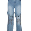 2025 Summer Fashion Woman Vintage Embroidery Denim Trousers Casual High Waist Straight Leg Jeans Women Street Clothes Jean Pants