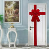Christmas Front Door Decoration Hanging Bow Knot Imitation Linen Ribbon New Year Xmas Front Door Decor Big Bow Diy Material